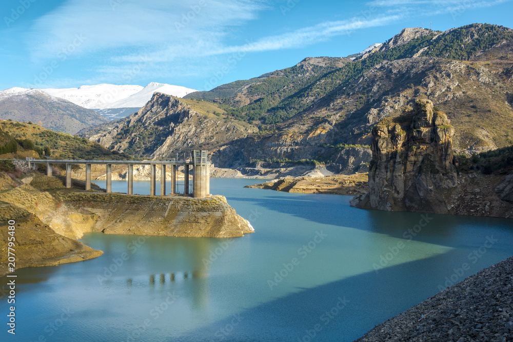 Canales Reservoir - reservoir in Güéjar Sierra, province of Granada, Andalusia, Spain.