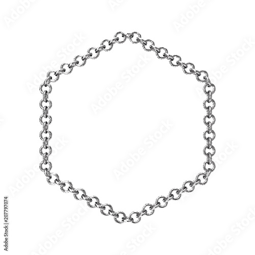 Hexagon frame of chain. Isolated on white background. Vector illustration.