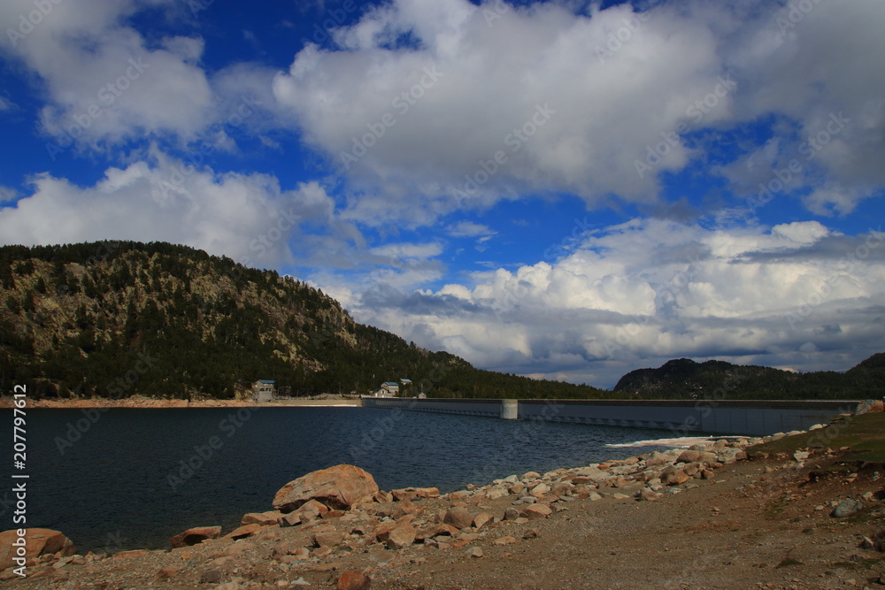 Pyrenean lake of Bouillouses in Capcir, Pyrenees orientales in southern of France
