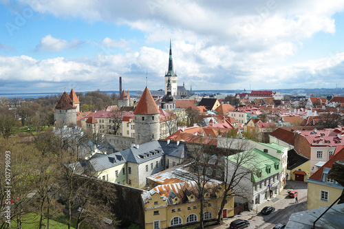 panoramic view of the old town with red tiled roofs