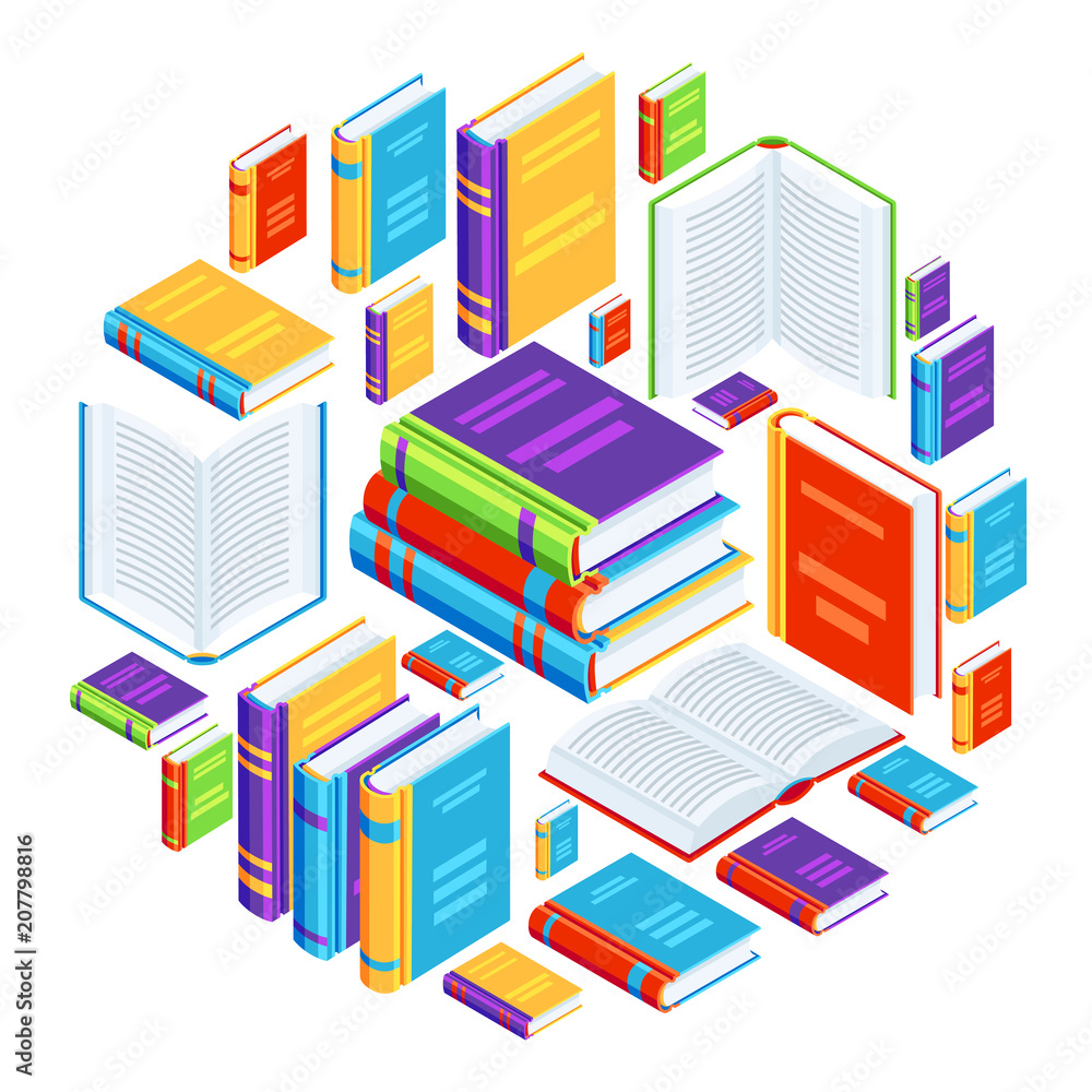 Obraz premium Background with isometric books.
