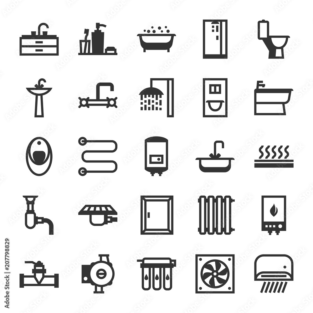 Plumbing icon set. Plumbing icon set.