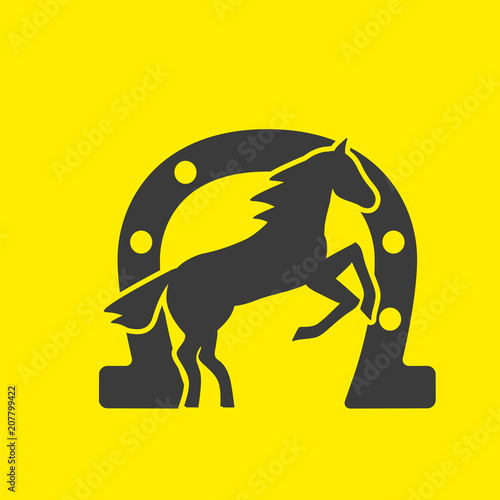 Running horse black silhouette logo