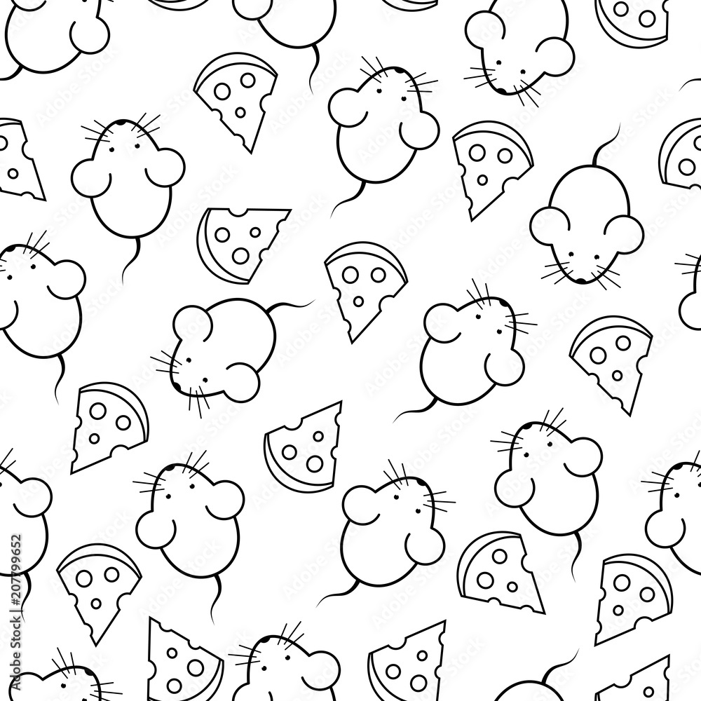 Fototapeta premium seamless pattern - mouse and cheese