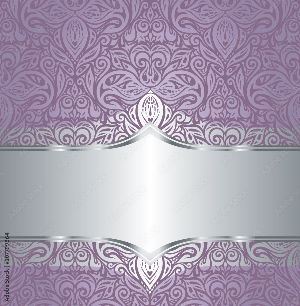 Wedding Floral violet silver vector holiday background design