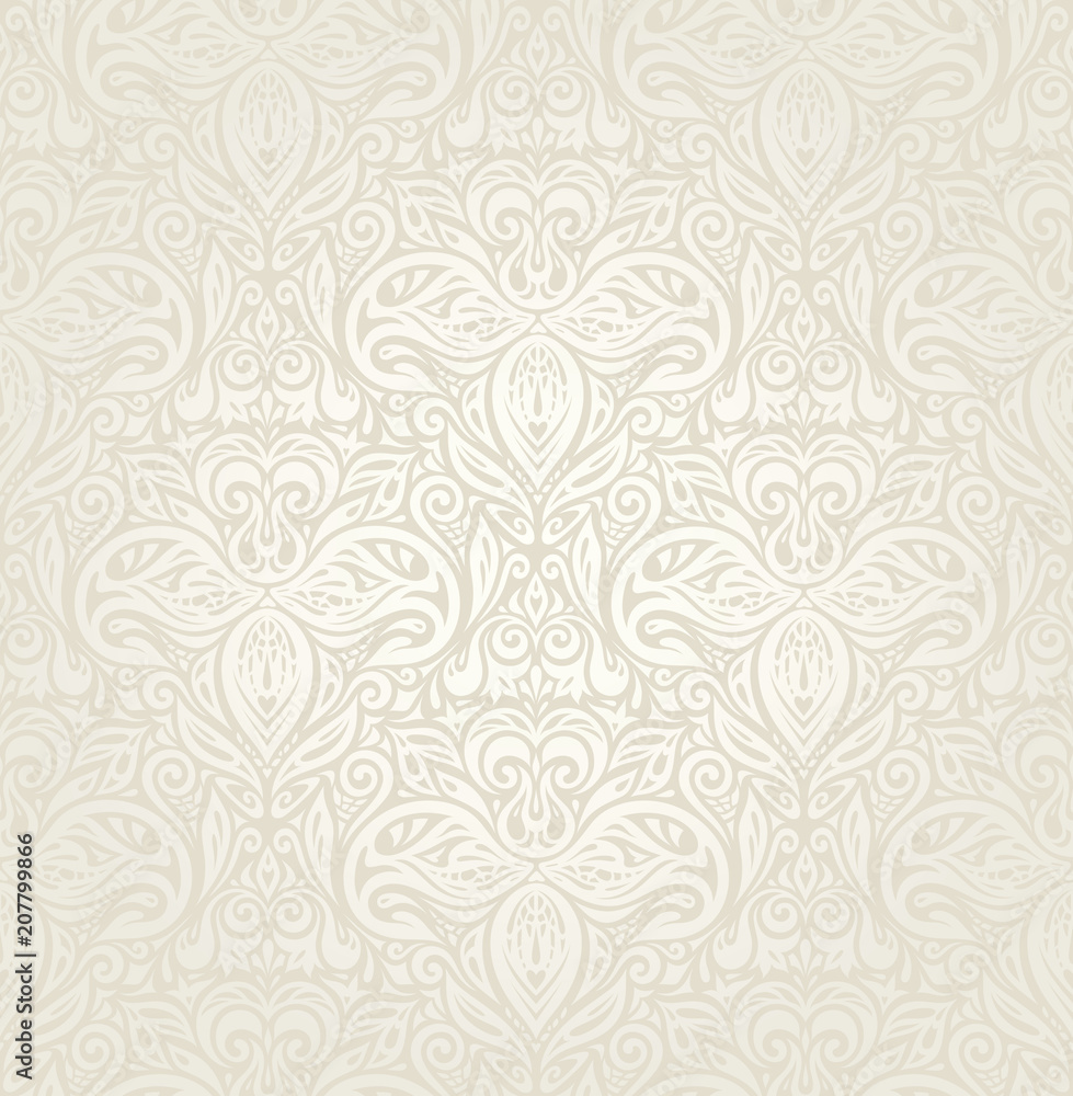 Wedding Floral decorative vintage Background Ecru Bege pale wallpaper pattern design 