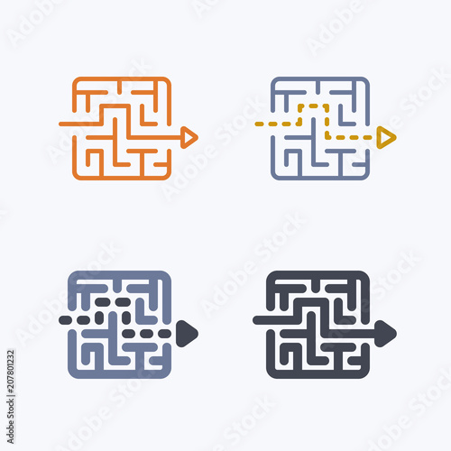 Arrow Through Maze - Pastel Icons. A set of 4 professional, pixel-perfect icons .