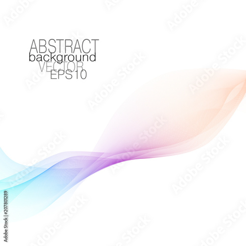 Abstract flowing soft waveform of pastel orange, purple, blue. Vector squiggle lines, wave pattern. Harmonious modern waving background. Art line futuristic fluid. Colored ribbon imitation. EPS10