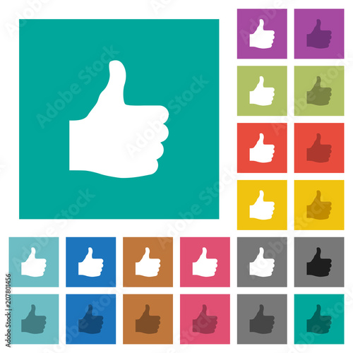 Thumbs up square flat multi colored icons
