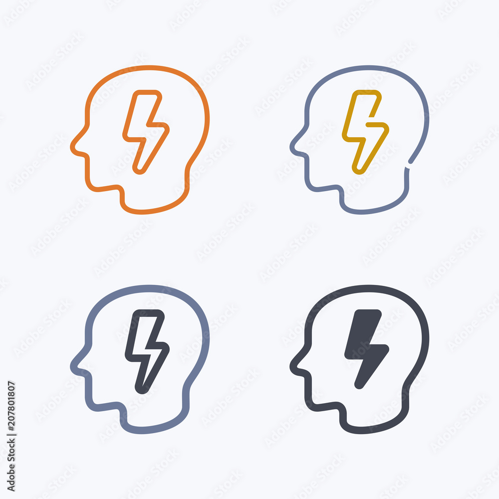 Head & Lightning Bolt - Pastel Icons. A set of 4 professional, pixel-perfect icons . Head & Lightning Bolt - Pastel Icons. A set of 4 professional, pixel-perfect icons .