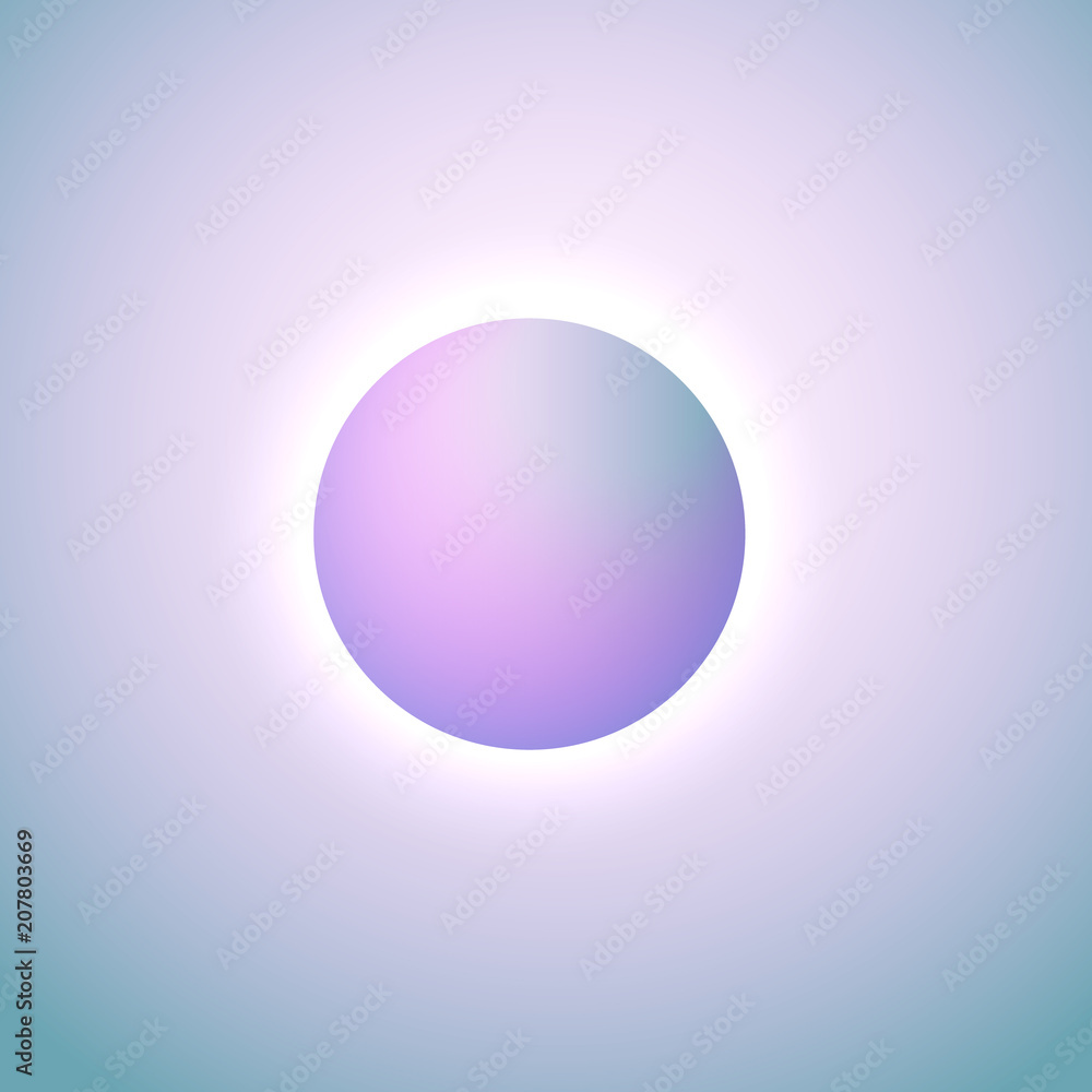 Abstract gradient background, shinig circle. Cosmic sky concept
