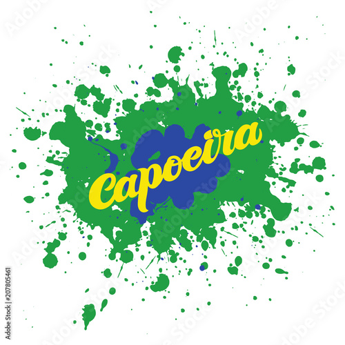 Capoeira lettering and sillouettes of capoeirists, no background. For designing capoeira promo, logo, banner, poster, website, invitation