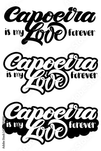 Capoeira lettering and sillouettes of capoeirists, no background. For designing capoeira promo, logo, banner, poster, website, invitation