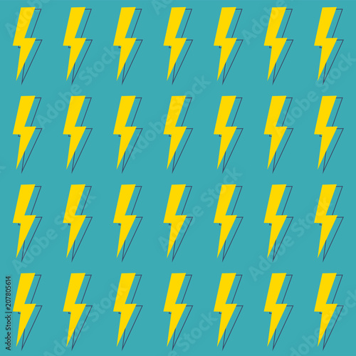 Seamless pattern lightning thunder bolt pictogram icons set elements design vector illustration.