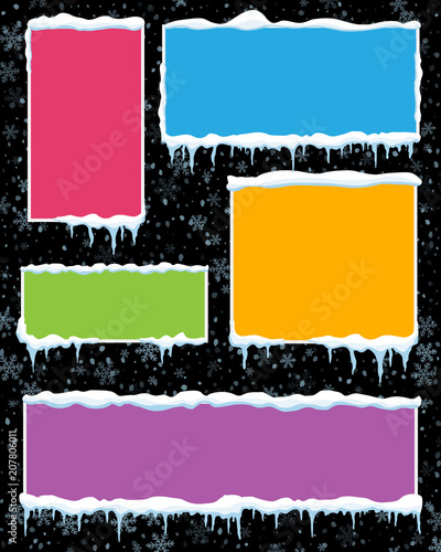 Creative vector illustration of icicle winter banner isolated on background. Art design snow piles. Abstract concept graphic element for New Year, christmas, xmas decoration. Space for your text