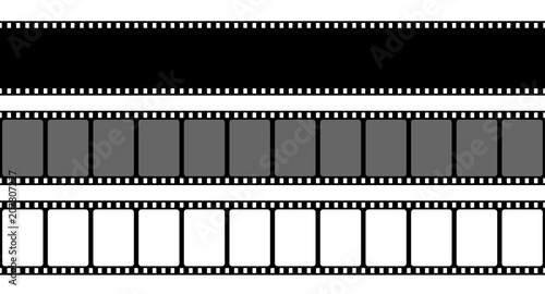 Creative vector illustration of old retro film strip frame set isolated on transparent background. Art design reel cinema filmstrip template. Abstract concept graphic element