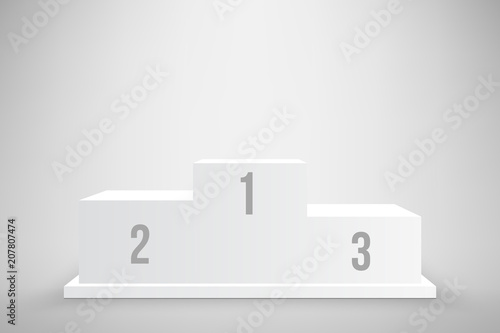 Creative vector illustration of 3d business winners podium in different view isolated on background. Art design pedestal with first, second, third place for award ceremony. Abstract concept graphic