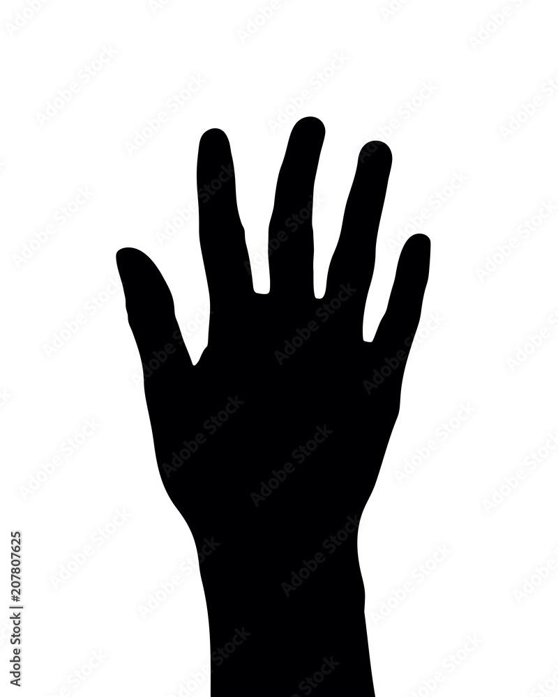 Number 5 or five hand gesture silhouette, hand sign vector illustration Number 5 or five hand gesture silhouette, hand sign vector illustration