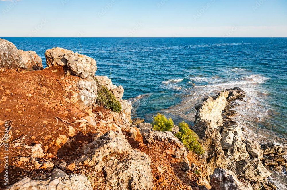Wild rocky coast near Kemer, Turkey.
