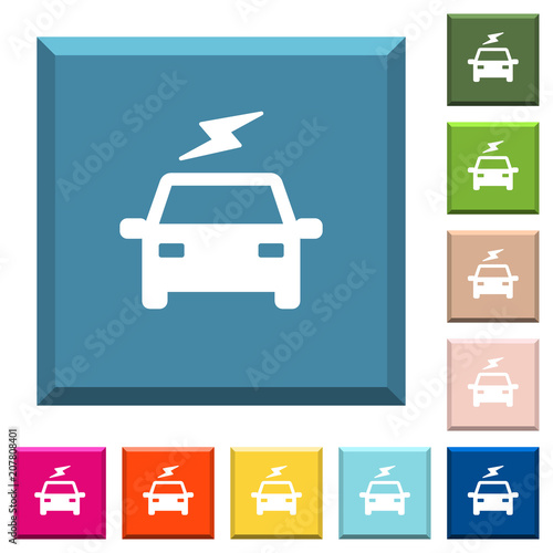 Electric car with flash white icons on edged square buttons