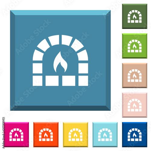 Stone oven white icons on edged square buttons