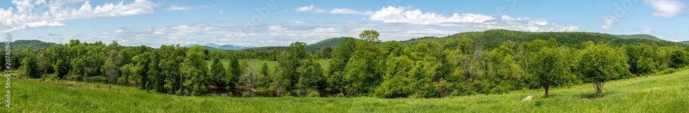 Panoramic of a land in summer in northern state of New-York 