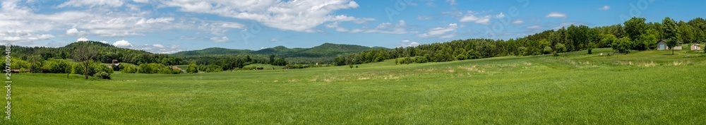 Panoramic of a land in summer in northern state of New-York 
