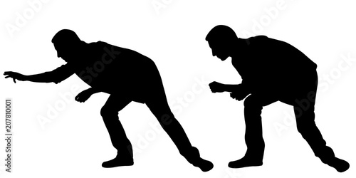 Silhouettes of sneaky thieves isolated on white