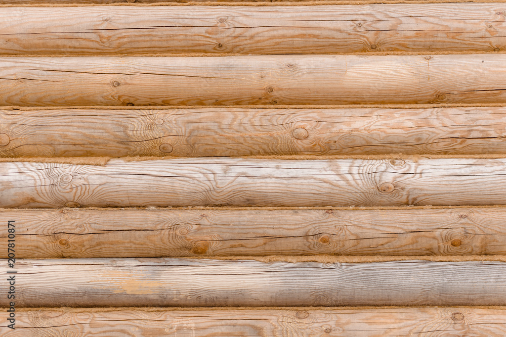 log facade with jute, natural wood, wood texture log facade with jute, natural wood, wood texture