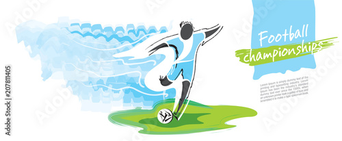 Football championship vector. Artistic figurative soccer character.