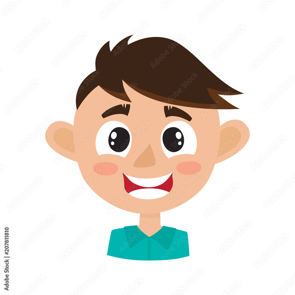 Boy happy face expression, cartoon vector illustrations isolated on white. Boy happy face expression, cartoon vector illustrations isolated on white.