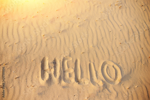 hello on the sand, on a wonderful sunny day