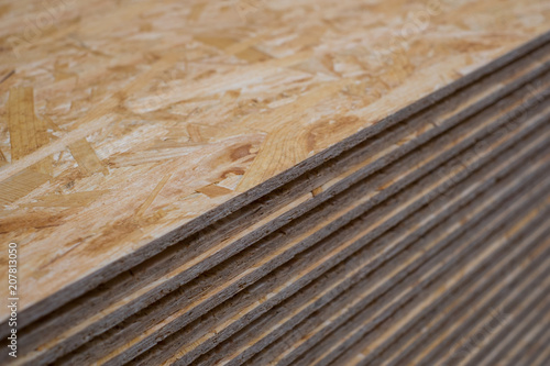 stack chipboard planks , plywood osb panels