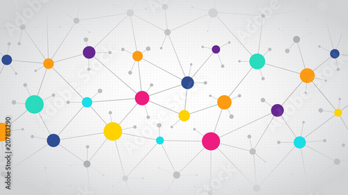 Network color communication background. Illustration of an abstract social network, flat design