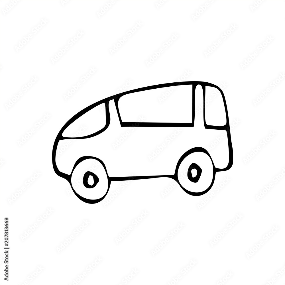 Minivan icon. Vector Art Illustration. White color