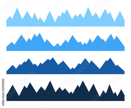 Set of seamless mountain silhouettes. Vector illustration.