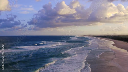 Hastings Point, Tweed Coast, NSW, Australia – Beautiful 4k drone video of this stunning beach on Australian East Coast as the sun sets in spring time