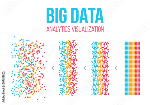 Creative vector illustration of BIG DATA analysis of Information. Science and technology background. Web display screen art design. Abstract concept graphic element for visual future analyze code