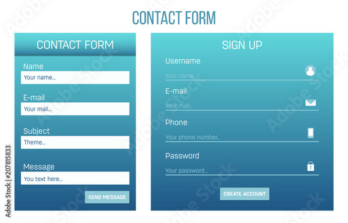 Creative vector illustration of web site registration or login contact form isolated on background. UI and UX art design. Abstract concept graphic templates and scribbles for websites element