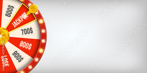 Creative vector illustration of 3d fortune spinning wheel. Lucky roulette win jackpot in casino art design. Abstract concept graphic gambling element