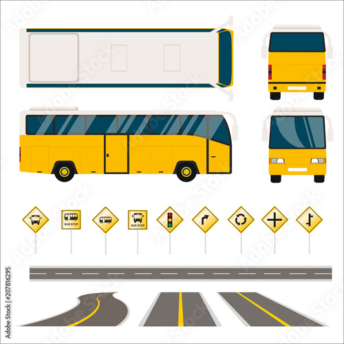 Bus icon. Vector illustration. Road and sign symbols.