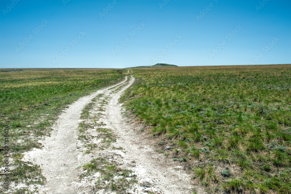 A white road in the Don chalk mountains