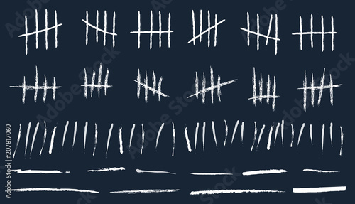 Creative vector illustration of counting waiting tally number marks isolated on background. Crossed out line art design. Abstract concept graphic element