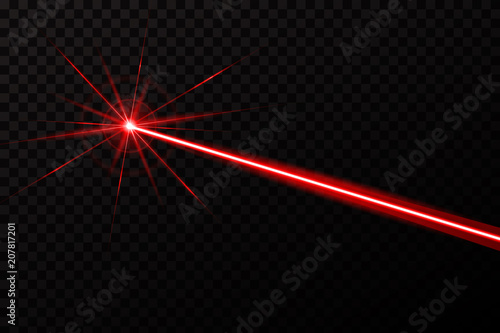 Creative vector illustration of laser security beam isolated on transparent background. Art design shine light ray. Abstract concept graphic element of glow target flash neon line photo
