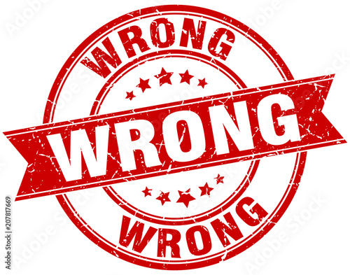 wrong round grunge ribbon stamp