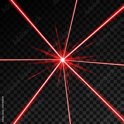 Creative vector illustration of laser security beam isolated on transparent background. Art design shine light ray. Abstract concept graphic element of glow target flash neon line
