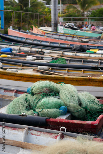 Wallpaper Mural Several traditional fishermen boats parked in Puerto de La Libertad at El Salvador, Central America Torontodigital.ca
