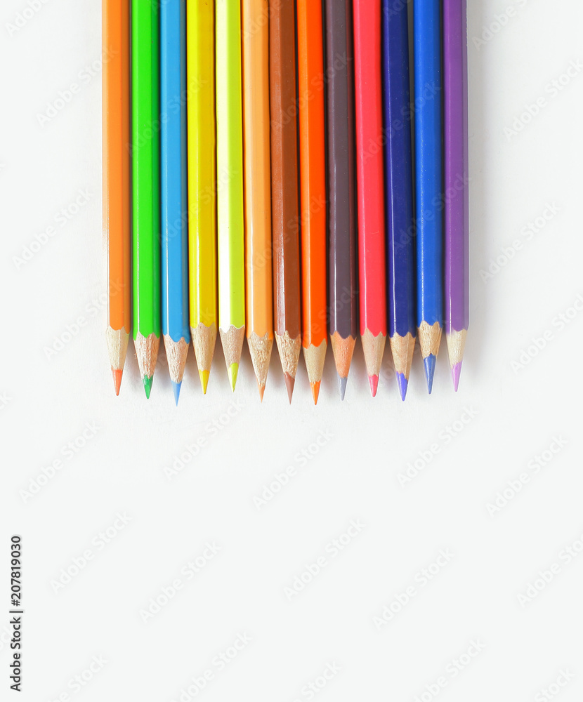 set of colored pencils .isolated on a white