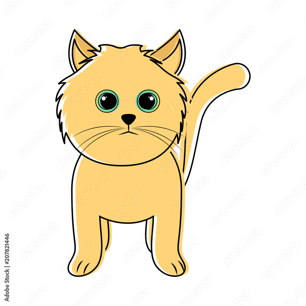 Obraz premium Cute cat icon sketch