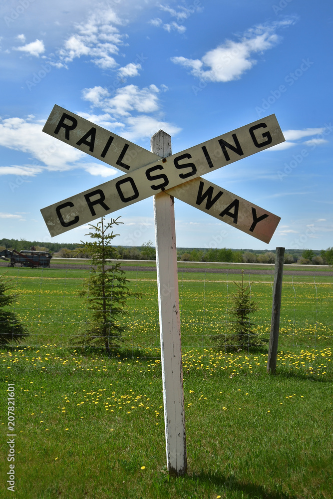 Old Wooden Train Crossing Sign